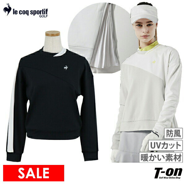 【30％OFF SALE】ルコックスポルティフ ゴルフ リジューム le coq sportif GOLF RIJOUME レディース トレーナー サイドプリーツプルオーバー 吸湿発熱 UVカット 防風 裏微起毛 バイカラー バックロゴデザイン 【送料無料】 2022 秋冬 新作 ゴルフウェア