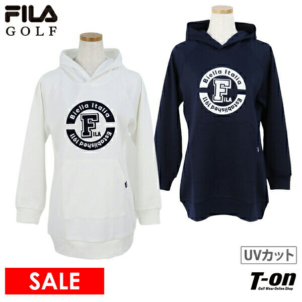 【30％OFF SALE】フィラ フィラゴルフ FILA GOLF レディース パーカー フード付き チュニック丈 トレーナー カンガルーポケット ストレッチ UVカット ラグラン袖 サークルロゴプリント 2022 秋冬 新作 ゴルフウェア