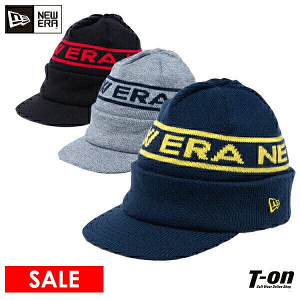 ニューエラ ゴルフ ニューエラ NEW ERA 日本正規品 メンズ レディース キャップ ニットキャップ バイザー付ニット帽 ライン＆ロゴジャガード 2022 秋冬 新作 ゴルフ