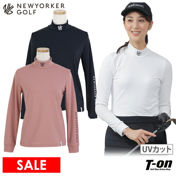 【SALE】ニューヨーカーゴルフ NEWYORKER GOLF レディース ハイネックシャツ 長袖 モックネックシャツ UVカット ストレッチ 裏微起毛 ロゴプリント ゴルフウェア OFF