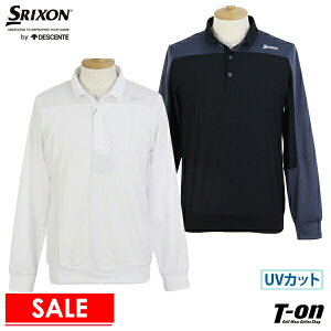 【30％OFF SALE】スリクソンbyデサント SRIXON by DESCENTE メンズ ポロシャツ 長袖 星野陸也プロ 共同開発 吸汗速乾 UVケア ストライプ織 M〜3L 2022 春夏 新作 ゴルフウェア