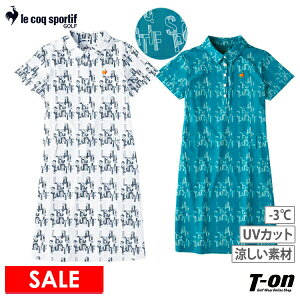 【30％OFF SALE】ルコックスポルティフ ゴルフ ルコック le coq sportif GOLF レディース ワンピース 半袖 ポロワンピース -3℃ UVカット 吸汗速乾 ロゴグラフィック 総柄デザイン 2022 春夏 新作 ゴルフウェア