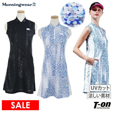 マンシングウエア エンボイ Munsingwear ENVOY レディース ワンピース ノースリーブ ハーフジップワンピース UVカット 遮熱 吸汗速乾 スパンコール柄 箔ロゴプリント 【送料無料】 2022 秋冬 新作 ゴルフウェア