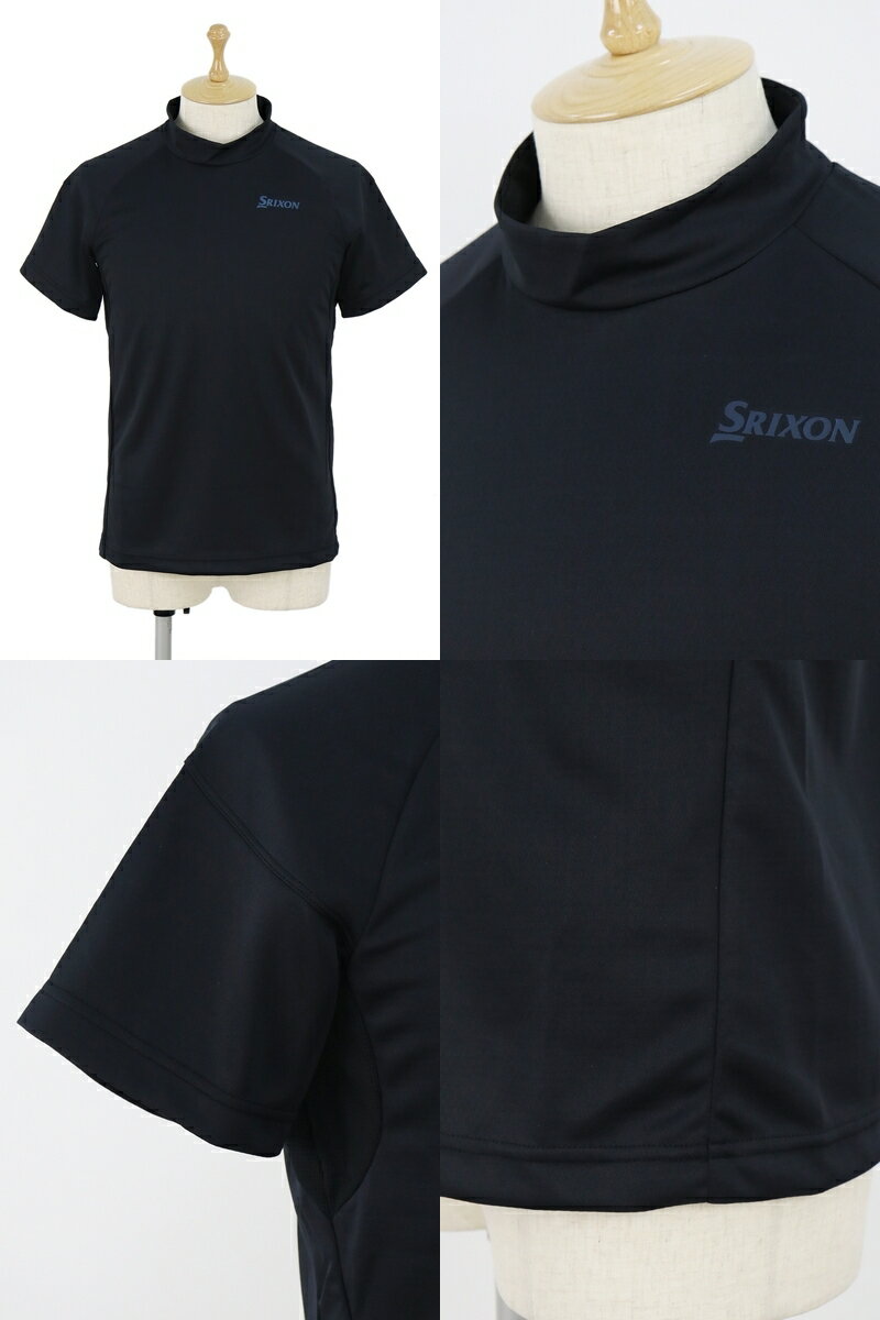 スリクソンbyデサント SRIXON by DESCENTE メンズ ハイネックシャツ 半袖 モックネックシャツ UVカット 吸汗速乾 モーション3D 脇下メッシュ素材切替 M〜3Lまで 2022 秋冬 新作 ゴルフウェア