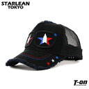 スターリアン東京 STARLEAN TOKYO メンズ レディース キャップ メッシュキャップ ダメージ加工 サングラスデザイン トリコロール スター刺繍 ゴルフ