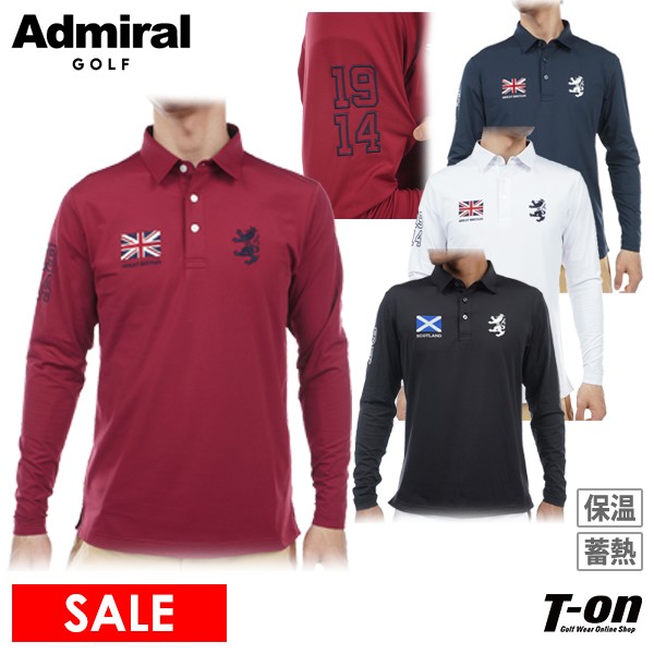 楽天【T-on】ティーオン【30％OFF SALE】アドミラルゴルフ Admiral Golf 日本正規品 メンズ ポロシャツ 長袖 ストレッチ 蓄熱 保温 裏微起毛 フラッグ＆ランパントロゴ刺繍 ゴルフウェア