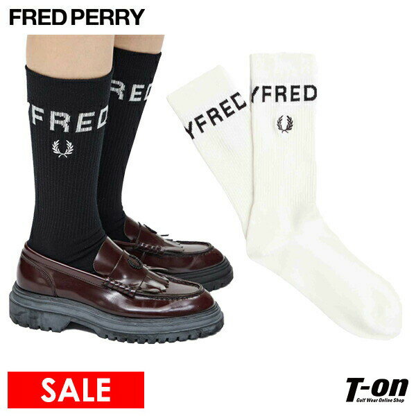 フレッドペリー FRED PERRY 日本正規品 メンズ レディース ソックス リブソックス レギュラー丈ソックス ジャガードロゴ ローレルリース刺繍