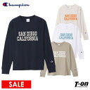 【40％OFF SALE】チャンピオン Champion 日本正規品 レディース Tシャツ 長袖 ロングスリーブTシャツ クルーネック コットン100％ カレッジ風デザイン