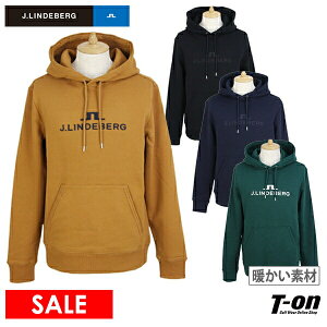 【30％OFF SALE】Jリンドバーグ J.LINDEBERG 日本正規品 メンズ パーカー フーディー フード付きトレーナー 裏起毛 保温 ストレッチ ラバー調ロゴ 【送料無料】 2023 秋冬 新作 ゴルフウェア