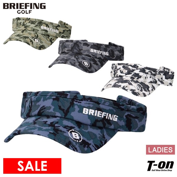 【30％OFF SALE】ブリーフィング ゴルフ BRIEFING GOLF レディース サンバイザー カモフラ柄 迷彩柄 CAMO PRINT VISOR ロゴ刺繍 ゴルフ