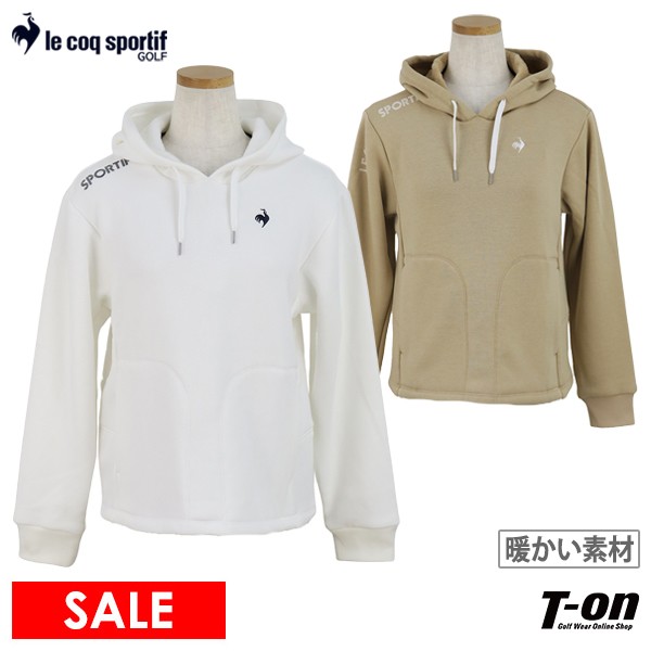 【30％OFF SALE】ルコックスポルティフ ゴルフ ルコック le coq sportif GOLF レディース パーカー フーディー フード付きトレーナー 裏起毛 スウェット ラテカラー 袖ロゴプリント ロゴ刺繍 ゴルフウェア OFFのサムネイル