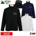 30％OFF SALE ガッチャ ガッチャゴルフ GOTCHA GOLF メンズ ポロシャツ 長袖 ハーフジップシャツ ハイネックにもなる 膨れ幾何学柄ジャガード ストレッチ ロゴ刺繍 4Lまでご用意 ゴルフウェア