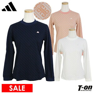 アディダス アディダスゴルフ adidas Golf 日本正規品 レディース ハイネックシャツ 長袖 モックネックシャツ Tシャツ ロンT 低めハイネック 吸汗速乾 モノグラム柄 総柄 ロゴ刺繍付 2023 秋冬 新作 ゴルフウェア