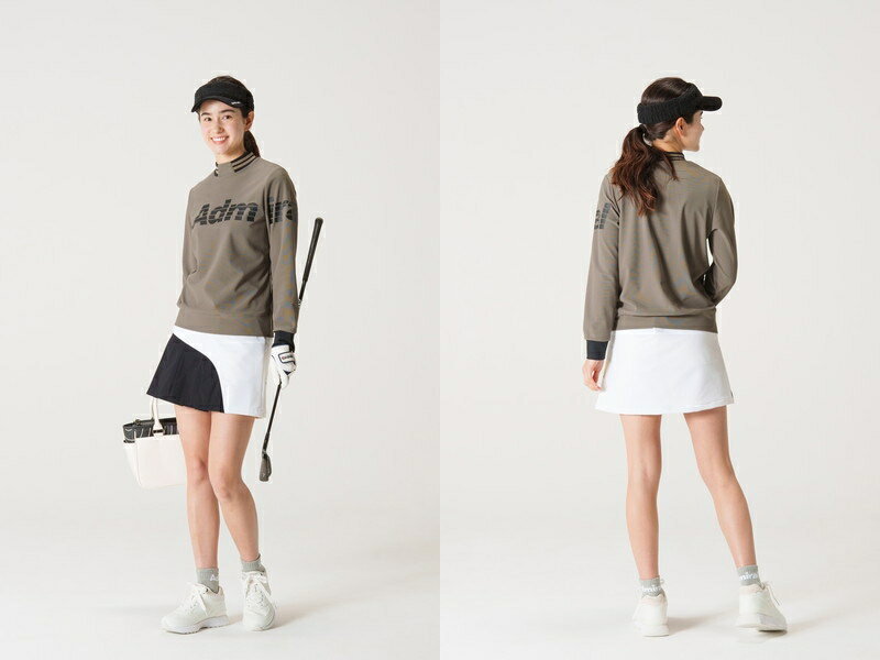 【30％OFF SALE】アドミラルゴルフ Admiral Golf 日本正規品 レディース ハイネックシャツ 長袖 トレーナー風デザイン UVカット 接触冷感 吸水速乾 ロゴプリント ゴルフウェア