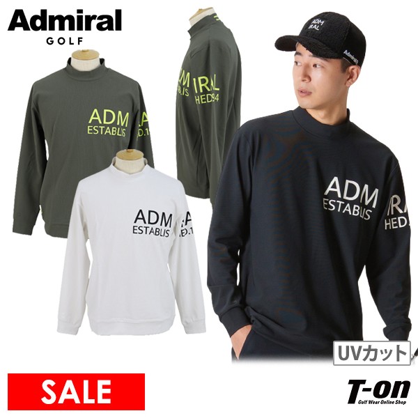 アドミラル ゴルフウェア メンズ 【30％OFF SALE】アドミラルゴルフ Admiral Golf 日本正規品 メンズ ハイネックシャツ 長袖 モックネックシャツ UVカット 吸水速乾 透けにくい素材 ロゴプリント ゴルフウェア