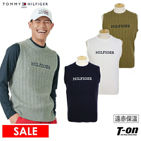 【30％OFF SALE】トミー ヒルフィガー ゴルフ TOMMY HILFIGER GOLF 日本正規品 メンズ ベスト ニットベスト クルーネック 遠赤保温 ケーブル編み ロゴ刺繍 ゴルフウェア