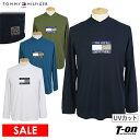 【30％OFF SALE】トミー ヒルフィガー ゴルフ TOMMY HILFIGER GOLF 日本正規品 メンズ ハイネックシャツ 長袖 UVカット 吸水速乾 鹿の子素材 重ね衿風デザイン カモフラッグプリント モックネックシャツ ゴルフウェア