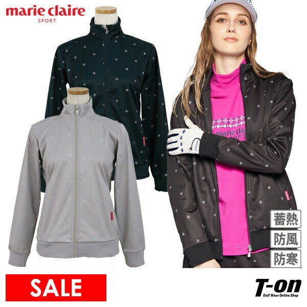 マリクレール マリ・クレール スポール marie claire sport レディース ブルゾン 裏フリース 保温 防風 蓄熱 ストレッチ 小花柄 フラワーモチーフ柄 3層ボンディング素材 M～3L ゴルフウェア