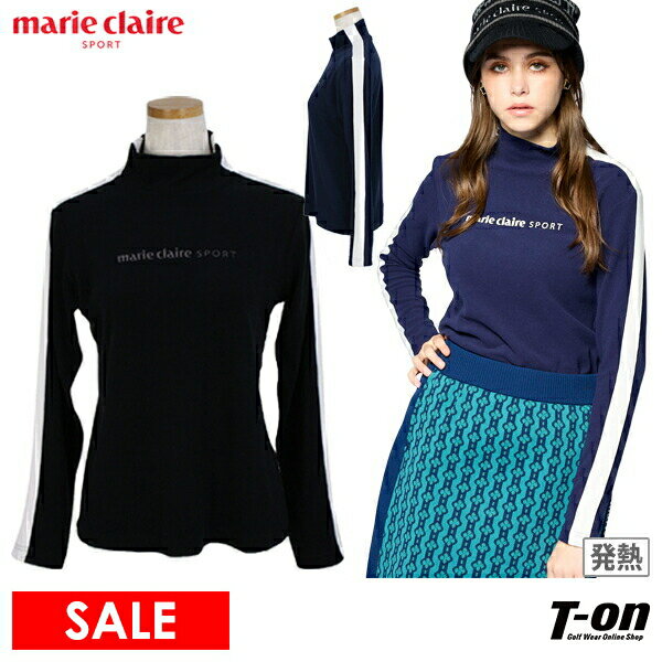 【40％OFF SALE】マリクレール マリ クレール スポール marie claire sport レディース ハイネックシャツ 長袖 モックネックシャツ 吸湿発熱 ストレッチ 起毛素材 配色ライン ロゴ刺繍 ゴルフウェア