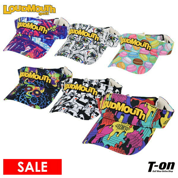 【40％OFF SALE】ラウドマウス ゴルフ LOUDMOUTH GOLF 日本正規品 日本規格 メンズ レディース サンバイザー ツイルバイザー 総柄 カラフルプリント すべり部パイル仕様 立体ロゴ刺繍 サイズ調節可 ゴルフ