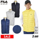 【40％OFF SALE】フィラ フィラゴルフ FILA GOLF メンズ ベスト ダウン＆中綿入り ハイブリッドダウン 保温 防寒 軽量 撥水タイポグラフィック柄 ダウンベスト 3Lまでご用意 ゴルフウェア