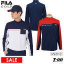 フィラ 【40％OFF SALE】フィラ フィラゴルフ FILA GOLF メンズ ハイネックシャツ 長袖 モックネックシャツ UVカット 保温 裏微起毛 バイカラー 切替えデザイン 胸ポケット付き ロゴプリント 3Lまでご用意 ゴルフウェア