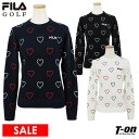 【40％OFF SALE】フィラ フィラゴルフ FILA GOLF レディース セーター クルーネック ニット ウール混紡 ハート柄 ロゴ刺繍 ゴルフウェア