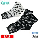 【30%OFF SALE】クアルトユナイテッド Cuarto UNITED メンズ ソックス ショート丈ソックス 厚底パイルクッション ロゴ総柄ジャガード ゴル...