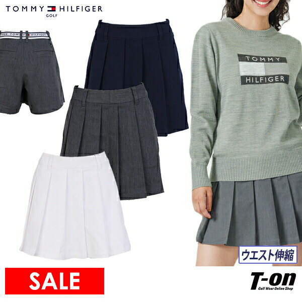 【30％OFF SALE】トミー ヒルフィガー ゴルフ TOMMY HILFIGER GOLF 日本正規品 レディース パンツ プリーツキュロット キュロットスカート スカートパンツ ストレッチ ウエスト伸縮 ロゴ刺繍 【送料無料】 ゴルフウェア