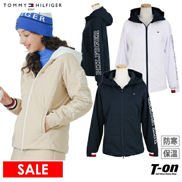 【30％OFF SALE】トミー ヒルフィガー ゴルフ TOMMY HILFIGER GOLF 日本正規品 レディース ブルゾン フード付き 身頃中綿入り ストレッチ 防風 保温 後ろ身頃一部裏フリース素材 ロゴプリント 【送料無料】 ゴルフウェア