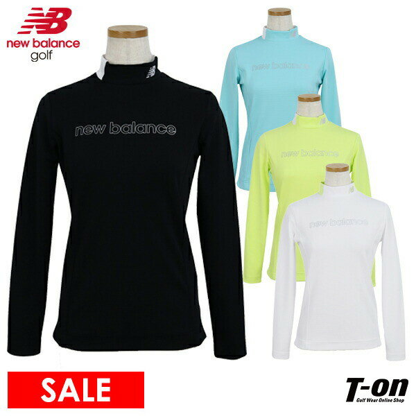 【40％OFF SALE】ニューバランス ゴルフ new balance golf レディース ハイネックシャツ 長袖 モックネックシャツ ストレッチ ボーダー調凸凹生地使用 衿部配色切替 ロゴプリント ゴルフウェア