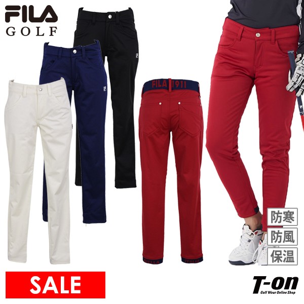 【30％OFF SALE】フィラ フィラゴルフ FILA GOLF レディース パンツ ロングパンツ ボンディングパンツ 9分丈 ジョガータイプ 蓄熱 防寒 防風 ストレッチ 裏起毛 ロゴリブディティール 2023 秋冬 新作 ゴルフウェア