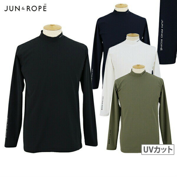 【30％OFF SALE】ジュン＆ロペ ジュンアンドロペ JUN＆ROPE メンズ ハイネックシャツ 長袖 モックネックシャツ UVカット 吸水速乾 マイクロカノコ生地使用 ロゴプリント 【送料無料】 ゴルフウェア