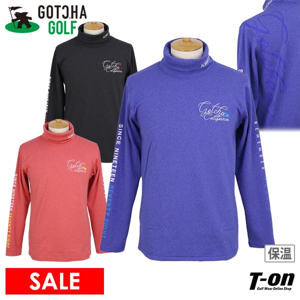 30％OFF SALE ガッチャ ガッチャゴルフ GOTCHA GOLF メンズ ハイネックシャツ 長袖 タートルネック 裏起毛 保温 ストレッチ 杢調 ロゴ刺繍 ゴルフウェア