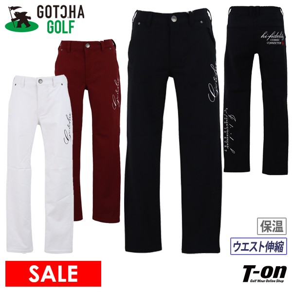 30％OFF SALE ガッチャ ガッチャゴルフ GOTCHA GOLF メンズ パンツ ロングパンツ 暖パンツ 裏起毛 保温 スーパーストレッチ ウエスト伸縮 ティー挿し付き ロゴ刺繍 M 4Lまで ゴルフウェア