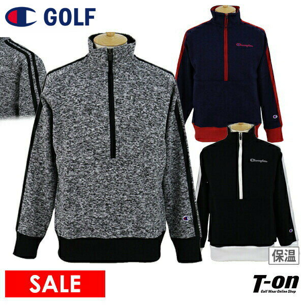 【40％OFF SALE】チャンピオン チャンピオン ゴルフ Champion 日本正規品 メンズ トレーナー ハーフジッププルオーバー ニット調素材 裏起毛 保温 制電 配色ディテール ロゴ刺繍 ゴルフウェア