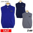 【40％OFF SALE】ジュン＆ロペ ジュンアンドロペ JUN＆ROPE メンズ ベスト ニットベスト フルジップベスト ウール混紡 前身頃のみ裏地付き ロゴワッペン 【送料無料】 2023 秋冬 新作 ゴルフウェア