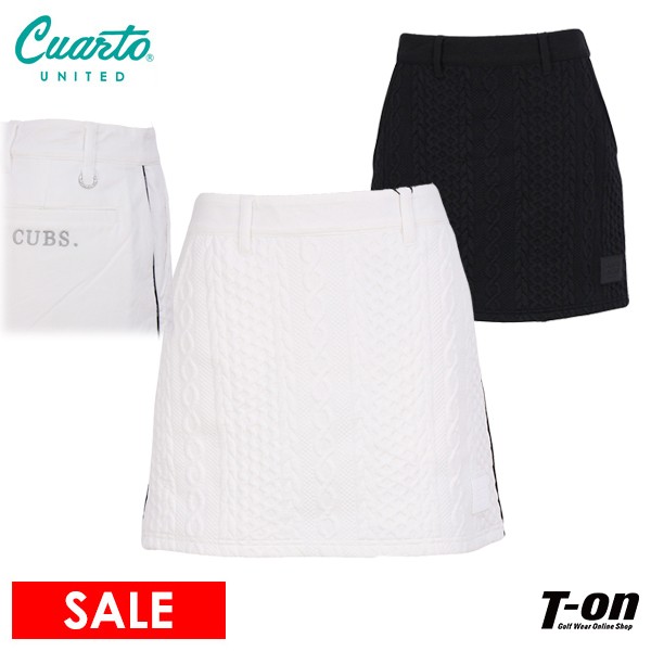 楽天【T-on】ティーオン【30％OFF SALE】クアルトユナイテッド ベーシック CUARTO UNITED BASIC レディース スカート ストレッチ ケーブル編み柄×無地 異素材コンビ シリコン調ワッペン ゴルフウェア