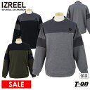 【30％OFF SALE】イズリール IZREEL メンズ トレーナー ダンボールニットプルオーバー 裏フリース 保温 配色切替デザイン ロゴワッペン 袖ピスネーム付 【送料無料】 ゴルフウェア