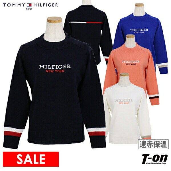 【30％OFF SALE】トミー ヒルフィガー ゴルフ TOMMY HILFIGER GOLF 日本正規品 レディース セーター ボトルネック 低めハイネック 遠赤保温 ラグランスリーブ カレッジ風ロゴ刺繍 配色ライン 【送料無料】 ゴルフウェア