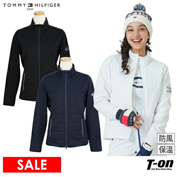 トミー ヒルフィガー ゴルフ TOMMY HILFIGER GOLF 日本正規品 レディース ブルゾン ストレッチ 身頃中綿入り 袖裏起毛 保温 防寒 防風 ハイブリッドブルゾン パテッドコンビジャケット ロゴ刺繍  ゴルフウェア