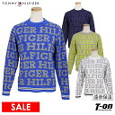 【30％OFF SALE】トミー ヒルフィガー ゴルフ TOMMY HILFIGER GOLF 日本正規品 レディース セーター クルーネック ニット 遠赤外線保温 シャギーニット トーナルロゴジャガード ロゴ総柄 【送料無料】 ゴルフウェア