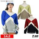 【30％OFF SALE】トミー ヒルフィガー ゴルフ TOMMY HILFIGER GOLF 日本正規品 レディース セーター クルーネック スフレタッチ ブークレーヤーン パネル配色デザイン ロゴジャガード 【送料無料】 ゴルフウェア