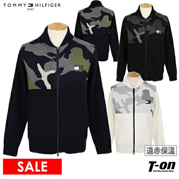 【40％OFF SALE】トミー ヒルフィガー ゴルフ TOMMY HILFIGER GOLF 日本正規品 メンズ ブルゾン ニットブルゾン フルジップセーター 遠赤外線保温 ミニショールカラー風 カモフラ柄ジャガード切替 【送料無料】 ゴルフウェア