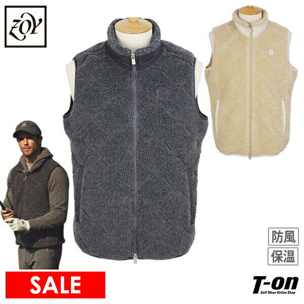 【40％OFF SALE】ゾーイ ZOY メンズ ベスト フルジップベスト ボア素材 防風裏地 ストレッチ ハイネックにもなる ロゴワッペン 【送料無料】 ゴルフウェア