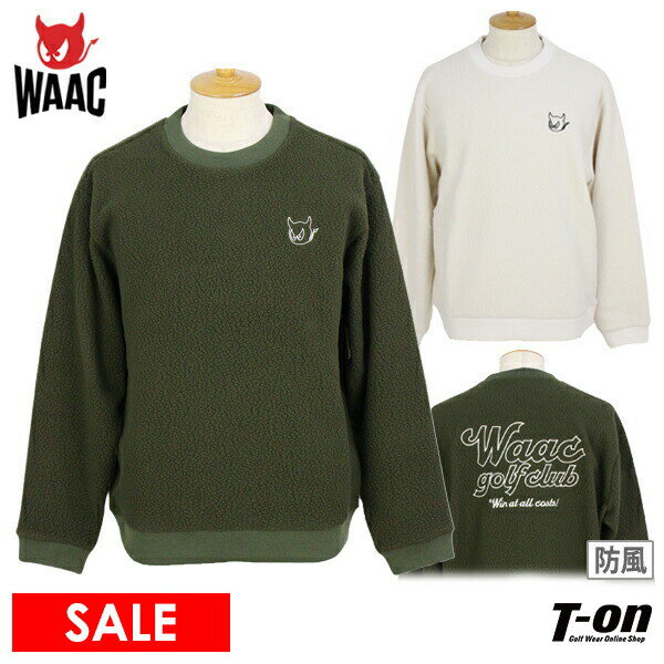 【30％OFF SALE】ワック WAAC 日本正規品 メンズ トレーナー ボアフリース 長袖 プルオーバー 防風裏地付 ストレッチ バックロゴデザイン ワッキー刺繍 【送料無料】 ゴルフウェア