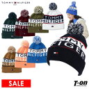 トミー ヒルフィガー ニット帽 メンズ 【30％OFF SALE】トミー ヒルフィガー ゴルフ TOMMY HILFIGER GOLF 日本正規品 メンズ レディース ニット帽 ニットキャップ ビーニー ニットビーニー ボンボン付きニット帽 トリコロール配色 ロゴデザイン ゴルフ