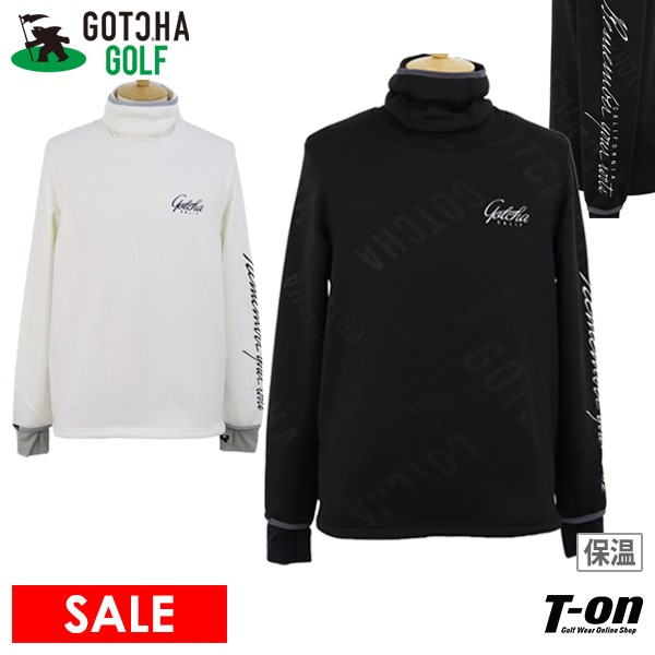 【40％OFF SALE】ガッチャ ガッチャゴルフ GOTCHA GOLF メンズ トレーナー ハイネックプルオーバー 裏フリース エンボスロゴ柄 袖刺繍デザイン 指穴付き ゴルフウェア