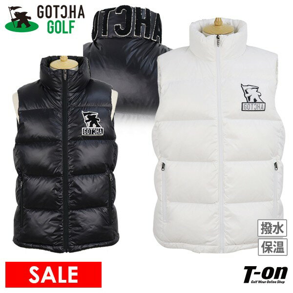 【30％OFF SALE】ガッチャ ガッチャゴルフ GOTCHA GOLF メンズ ベスト ダウンベスト 撥水 保温 防寒 裏地モノグラム総柄 サガラ刺繍ロゴ M～3Lまで 【送料無料】 ゴルフウェア