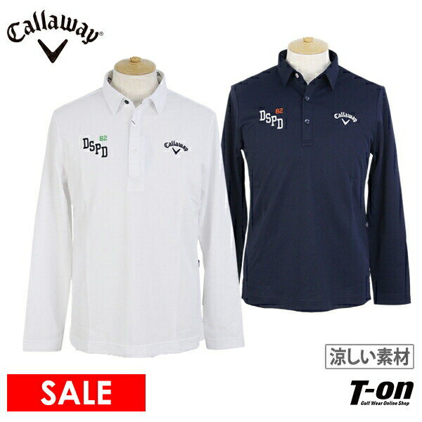 キャロウェイ アパレル キャロウェイ ゴルフ Callaway APPAREL メンズ ポロシャツ 長袖 吸汗速乾 鹿の子素材 高機能素材 ひんやり樹脂付き ロゴ刺繍 2023 春夏 新作 ゴルフウェア